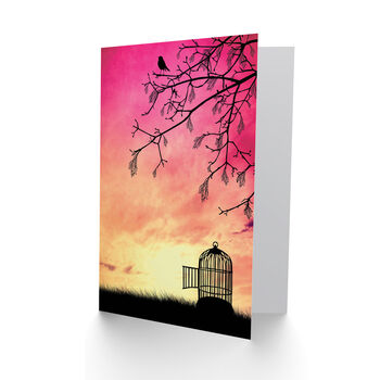 Goodbye Travel Freedom Bon Voyage Open Cage Pink Card, 2 of 4