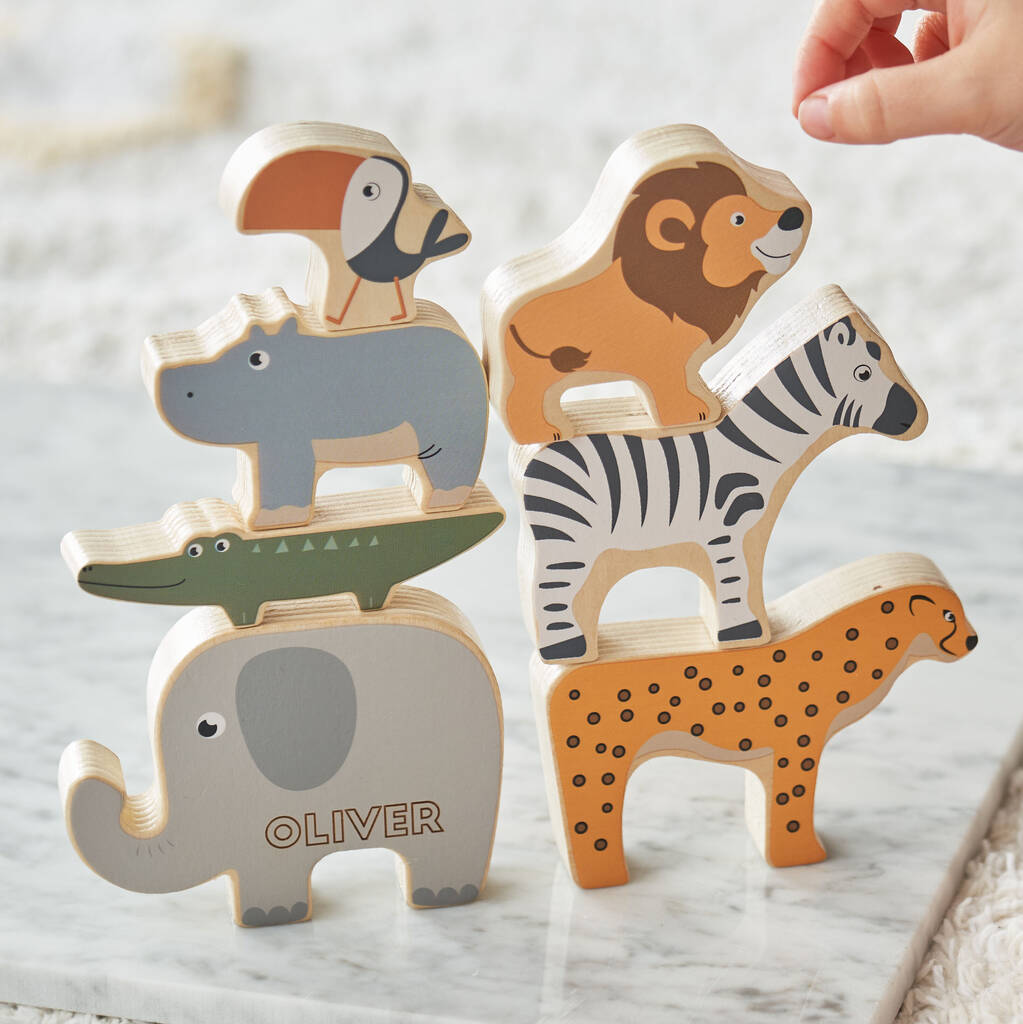 Personalised Wooden Stacking Animals Game, 1 of 7