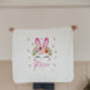 Cute Bunny Face Personalized Baby Girl Blanket, thumbnail 2 of 2