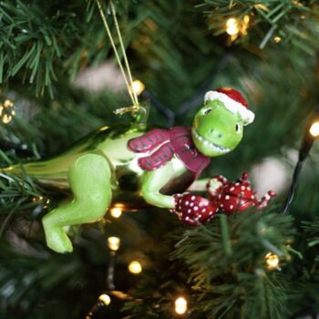 Tea Rex Glass Christmas Bauble, 2 of 6