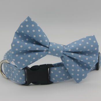 Light Blue Polkadot Dog Bow Tie, 3 of 8