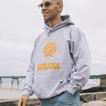 Staycation Men's Slogan Hoodie With Sun Graphic, 2 of 4