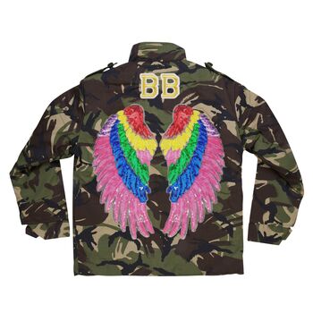 Sequin Wings Personalised Kids Camo Jacket, 7 of 9