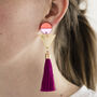Geometric Pink Tassle Party Drop Earrings, thumbnail 2 of 6