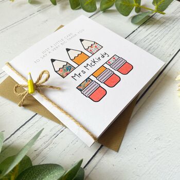 Handmade Thank You Teacher/Teaching Assistant, Pencil Design, 4 of 4