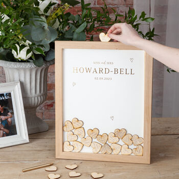 Scattered Hearts Wedding Drop Top Frame Guest Book, 3 of 6