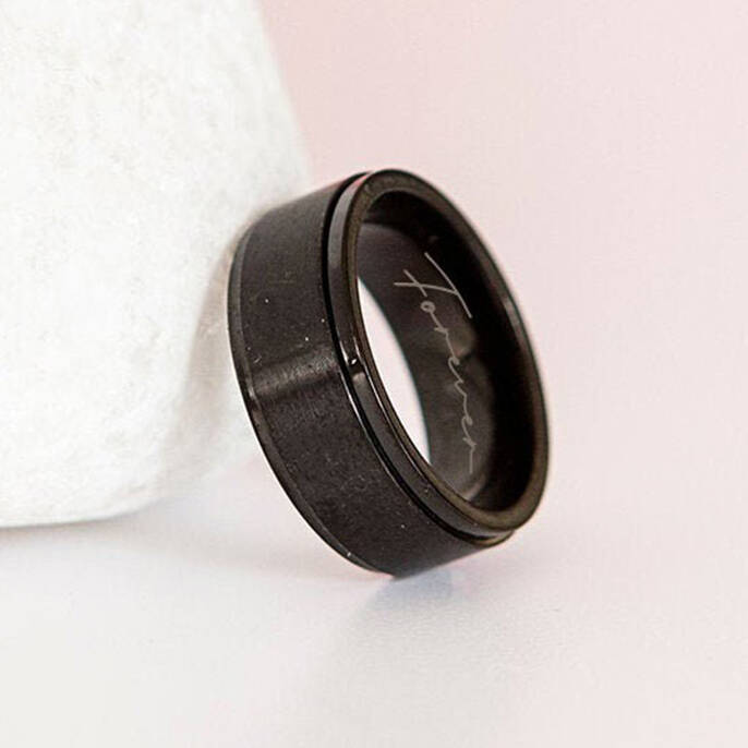 Personalised Black Stainless Steel Wide Spinner Ring, 1 of 10