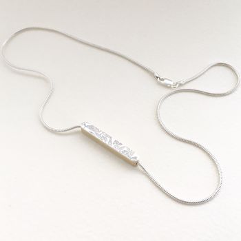 Embossed Silver Bar Necklace, 2 of 12