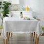 White Plaid Cotton Linen Square Table Cloth, thumbnail 3 of 7