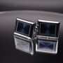 Silver Blue Rectangle Cufflinks Luxury Blue, thumbnail 5 of 6