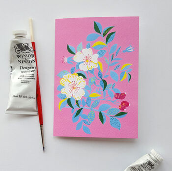 Pink Floral Greetings Card, 2 of 6