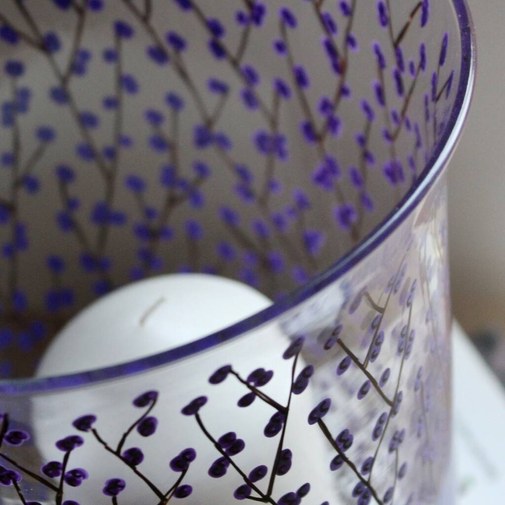 Purple Berry Painted Glass Lantern Vase By Samara Ball Designs