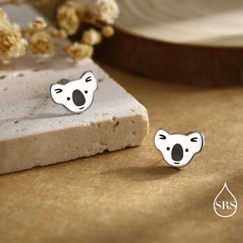 Koala Bear Stud Earrings In Sterling Silver, 2 of 10