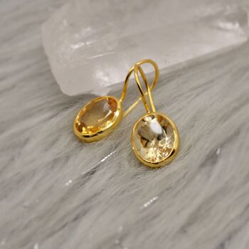 Citrine Earrings, Sterling Silver Gold Earrings, 2 of 11