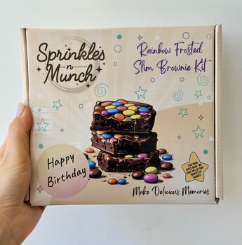 Kids Baking Kit Diy Rainbow Frosted Slim Brownie Gift, 5 of 12