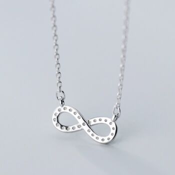 Sterling Silver Crystal Infinity Symbol Pendant Necklace, 3 of 4