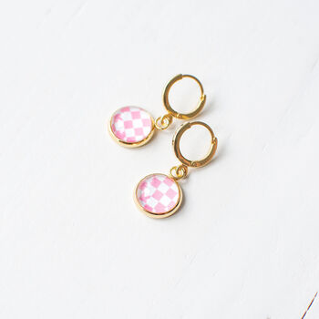 Pink And White Checkerboard Earrings, 6 of 6