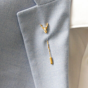 Stag Tie Pin/Twist – Silver/Gold Vermeil Plated, 2 of 4
