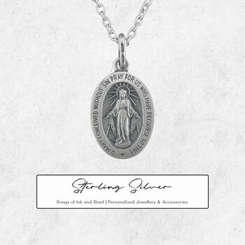 Personalised Oxidised Miraculous Medal Necklace, 3 of 12
