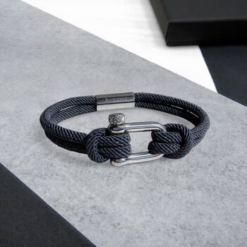 Personalised Men's Nautical Shackle And Rope Bracelet, 5 of 12