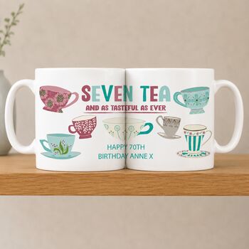 Personalised Seven Tea Tea Mug 70th Birthday Gift, 7 of 7