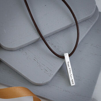 Roman Numerals Silver And Cord Bar Necklace, 5 of 6