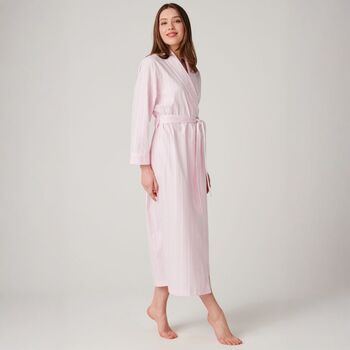 Women's 'Shell Pink' Cotton Satin Stripe Robe, 3 of 5