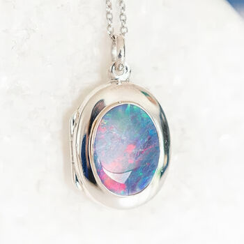 Personalised Sterling Silver Opal Triplet Locket, 3 of 12