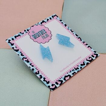 Glitter Lightning Bolt Stud Earrings *More Colours Available*, 8 of 12
