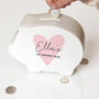 Personalised Pink Heart Piggy Bank Personalised Gift, thumbnail 2 of 5