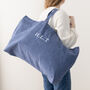 Embroidered Initials Oversized Washed Tote Bag, thumbnail 1 of 5