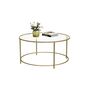 Round Glass Coffee Table With Gold Steel Frame, thumbnail 5 of 7