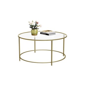 Round Glass Coffee Table With Gold Steel Frame, 5 of 7