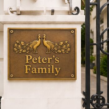 Luxury Peacock Design Door Plaque With Custom Text Personalisation, 6 of 8