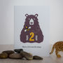 Bear And Bee Second Birthday Card Age Two, thumbnail 1 of 2