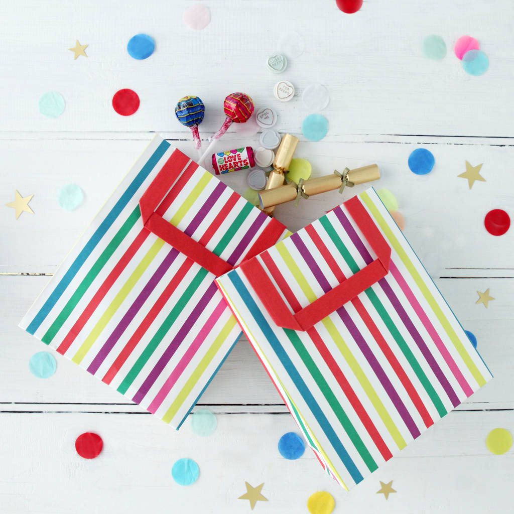 Stripy Multi Colour Party Bags With Handle By Postbox Party ...