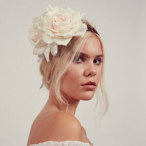 white floral crown headband