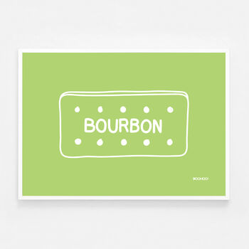 Custard Cream, Jammie Dodger, Bourbon And Digestive Biscuits Set Of Four Green Prints, 10 of 10