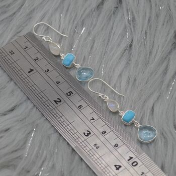 Moonstone Turquoise Blue Topaz Earrings, 4 of 11