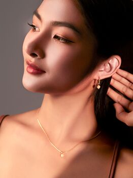 Round Gold Rutilated Quartz Twisted Hoop Earrings, 2 of 10