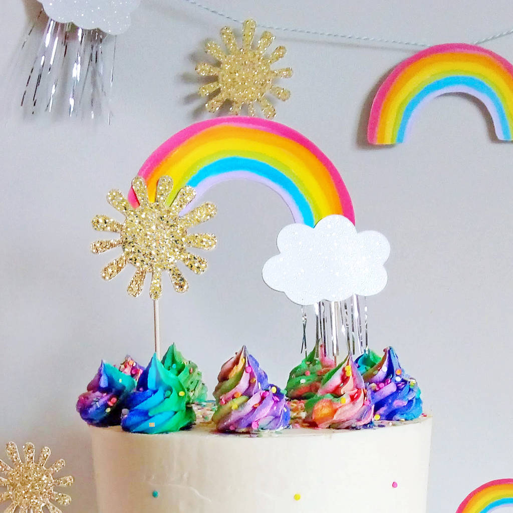 Jolly Rainbow Double Sided Cake Topper, 1 of 2