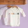 Pastel Name Organic Baby Outfit, thumbnail 3 of 4