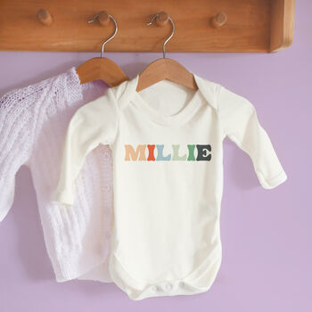 Pastel Name Organic Baby Outfit, 3 of 4