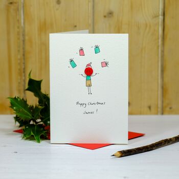 Personalised 'Christmas Button' Hand Illustrated Card, 4 of 10