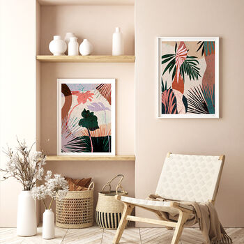 Tropical Leaf Abstract Prints Set Of Three, 4 of 9