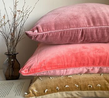 Plush Velvet Cushion Cover Redwood Pink, 3 of 3