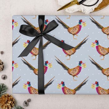 Three Sheets Of Christmas Pheasent Wrapping Paper, 2 of 2