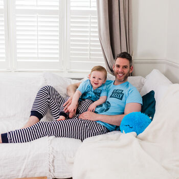 Personalised Daddy And Me Matching Football Pyjamas Set, 3 of 12