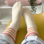 100% Cashmere Coral Stripe Sport Socks, thumbnail 2 of 8