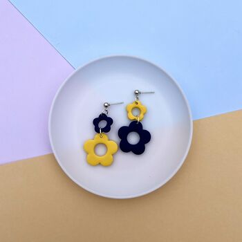 Mismatched Colourful Flower Polymer Clay Earrings, 5 of 6